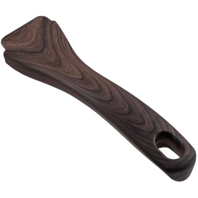 مقبض غير لاصق للمقالي والأواني مصنوع من خشب داكن اللون