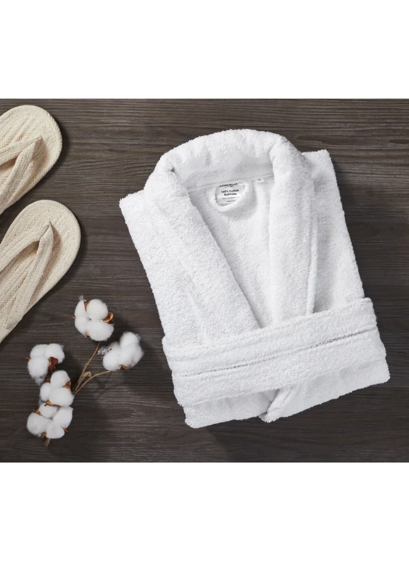 Donetella Unisex 100% Cotton Terry Bathrobe Large And Extra Large Size, 400 GSM, Luxurious And Absorbent, Ankle-Length with Shawl Collar And Pockets