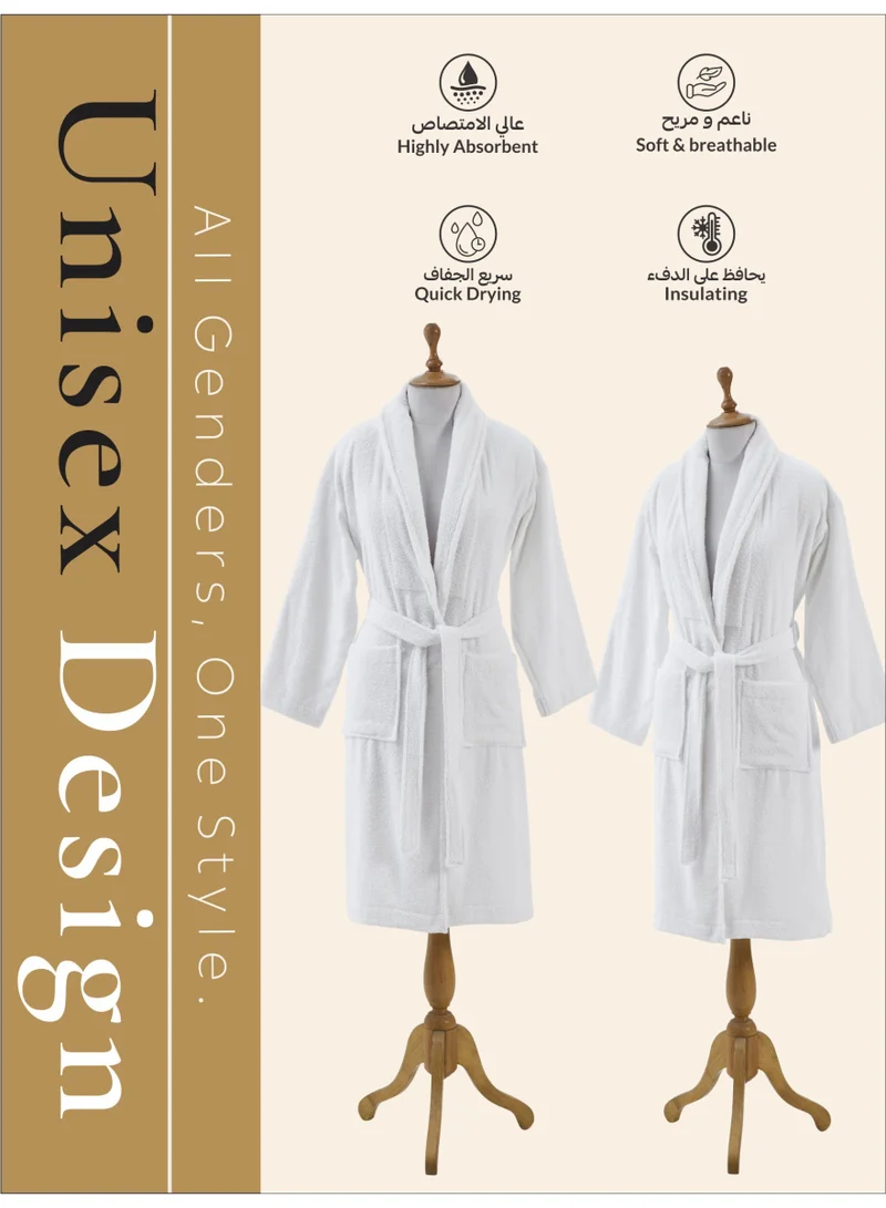 Donetella Unisex 100% Cotton Terry Bathrobe Large And Extra Large Size, 400 GSM, Luxurious And Absorbent, Ankle-Length with Shawl Collar And Pockets