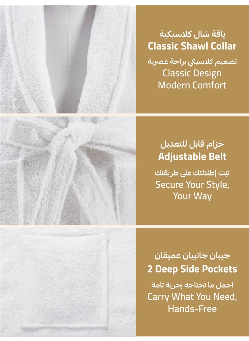 دوناتيلا روب حمام تيري قطني ناعم سريع الامتصاص (مقاس L/XL) أبيض