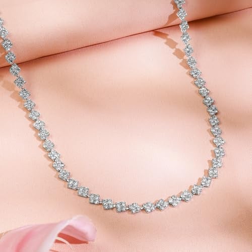 Rubans Rhodium-Plated White Cubic Zirconia Studded Classic Tennis Necklace for Women & Girls – Parties & Special Occasions - Image 3