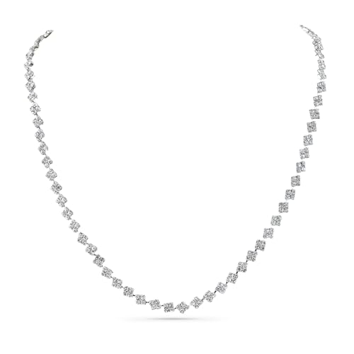 Rubans Rhodium-Plated White Cubic Zirconia Studded Classic Tennis Necklace for Women & Girls – Parties & Special Occasions - Image 1