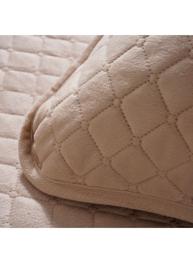 Pan Home طقم غطاء سرير مخمل مزخرف 3 قطع 220X240 سم - بيج - Image 3