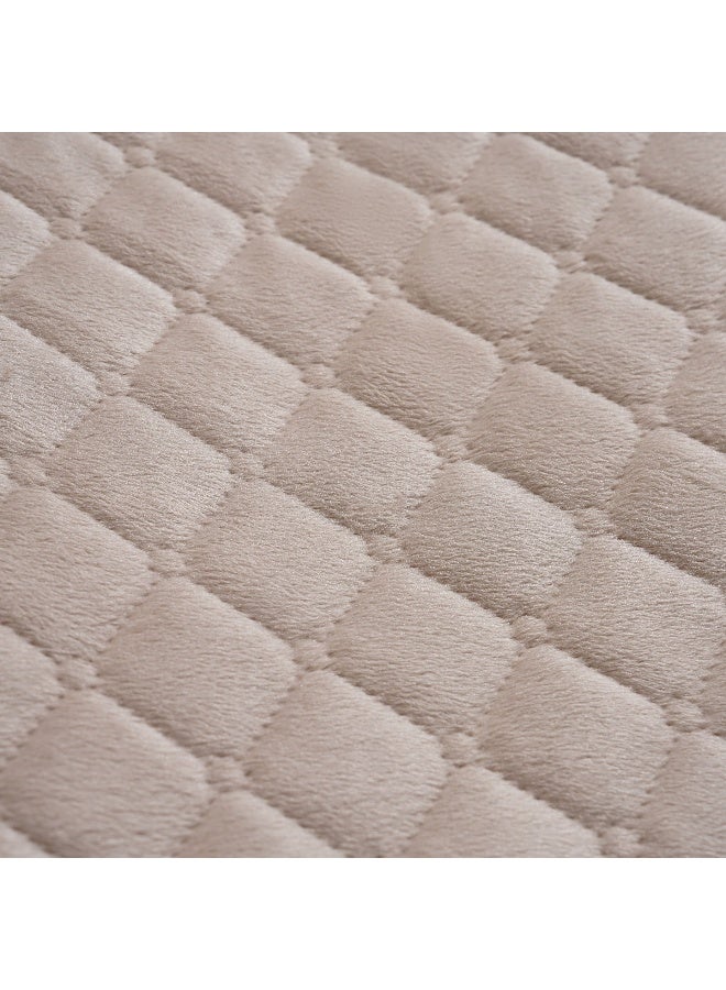 Pan Home طقم غطاء سرير مخمل مزخرف 3 قطع 220X240 سم - بيج - Image 2