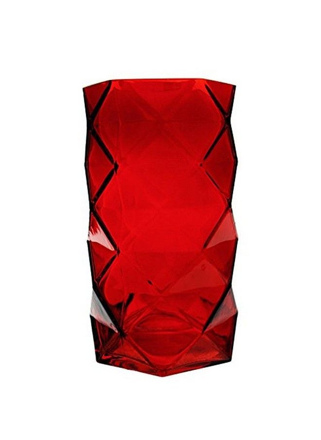 CYS EXCEL Glass Geometric Vase Prism Vase Honeycomb Vase (H7.5" Open 3.75" 1Pc) Red Glass Vase With A Red Coating Carnivorous Plants Container Hexagon Design  - Image 1