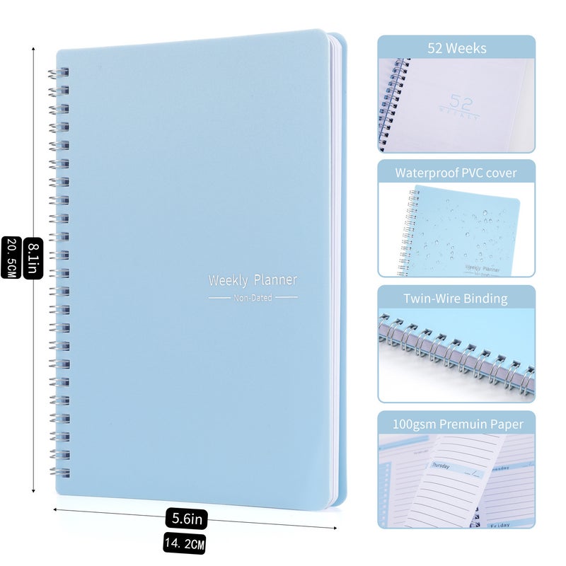 A4 Thick Vintage Leather Sketchbook 8K Spiral Blank Blue about a5-52 sheets/100g 