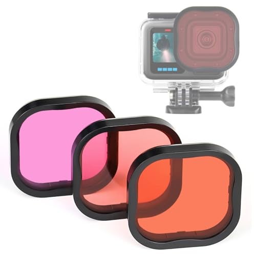 GEPULY 3 Pack Dive Filters for GoPro Hero 8 9 10 11 12 13 Official Waterproof Housing Case (Red, Light Red, Magenta Filters) - Color Correction in Deep Diving/Scuba Snorkeling/Underwater Photography - Image 1