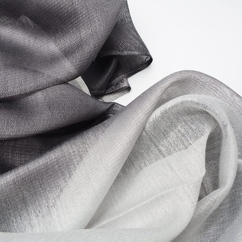 SNUG STAR وشاح قطن حرير SNUG STAR أنيق ناعم للنساء (تدرج - رمادي داكن) - Image 2