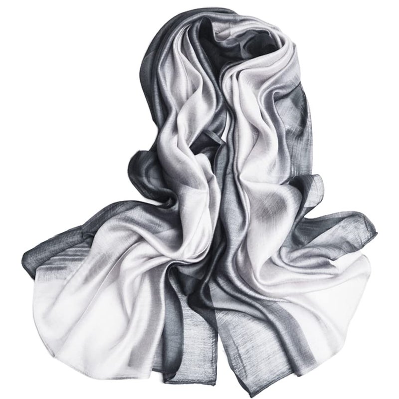 SNUG STAR وشاح قطن حرير SNUG STAR أنيق ناعم للنساء (تدرج - رمادي داكن) - Image 3