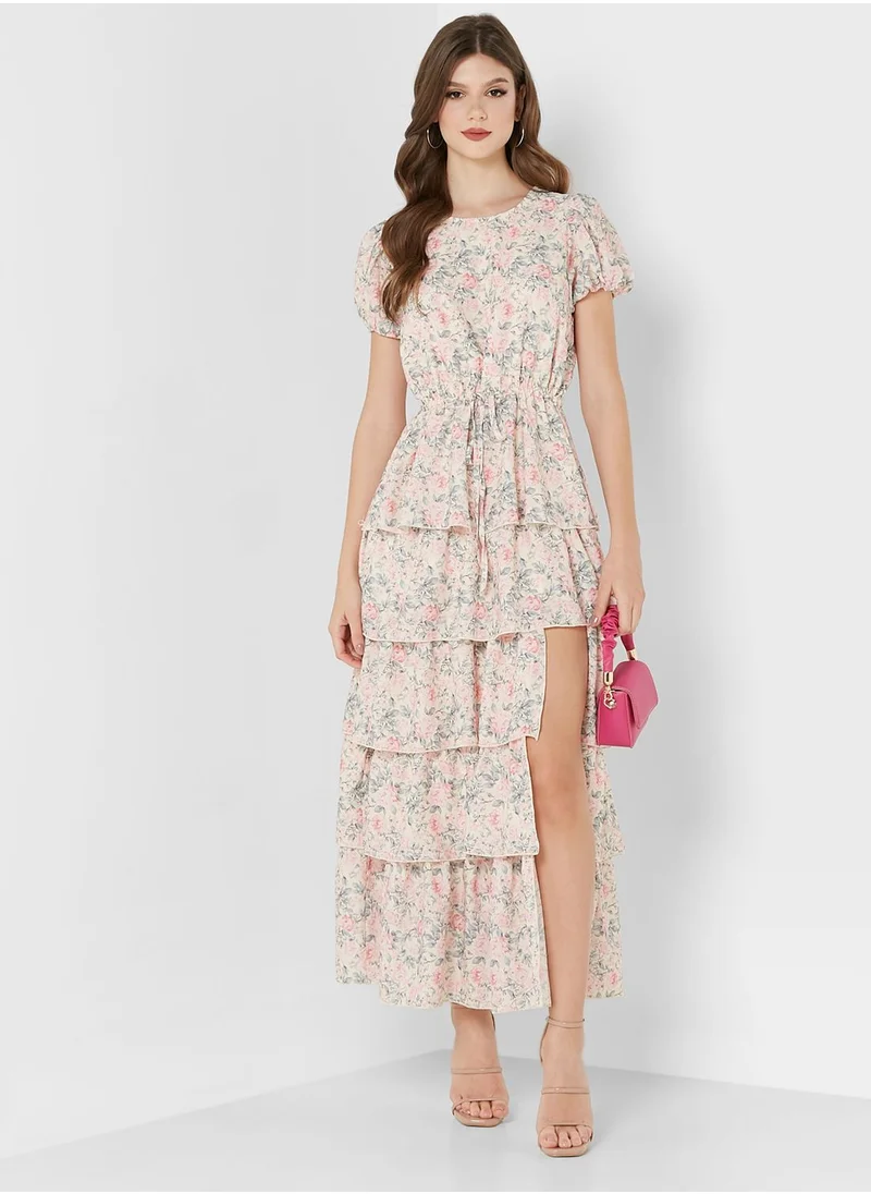 In the style Floral Tiered Frill Side