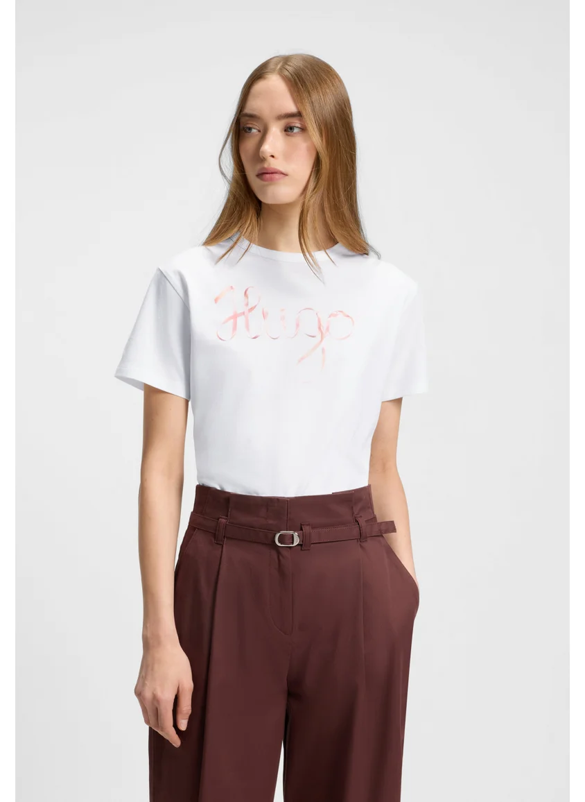 هوجو Cotton-jersey T-shirt with logo artwork
