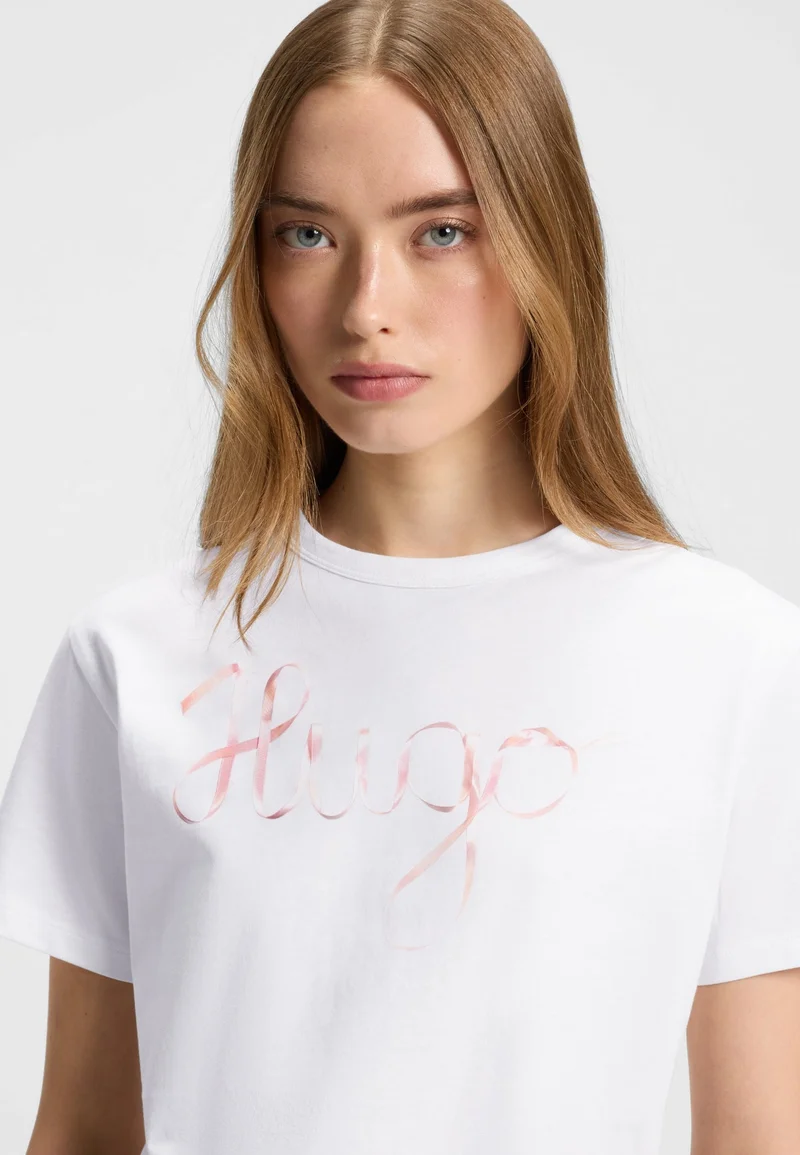 HUGO Cotton-jersey T-shirt with logo artwork