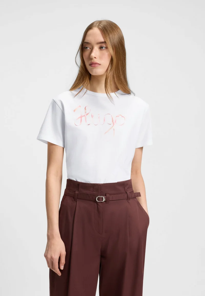 هوجو تيشيرت قطن جيرسيه برسومات شعار