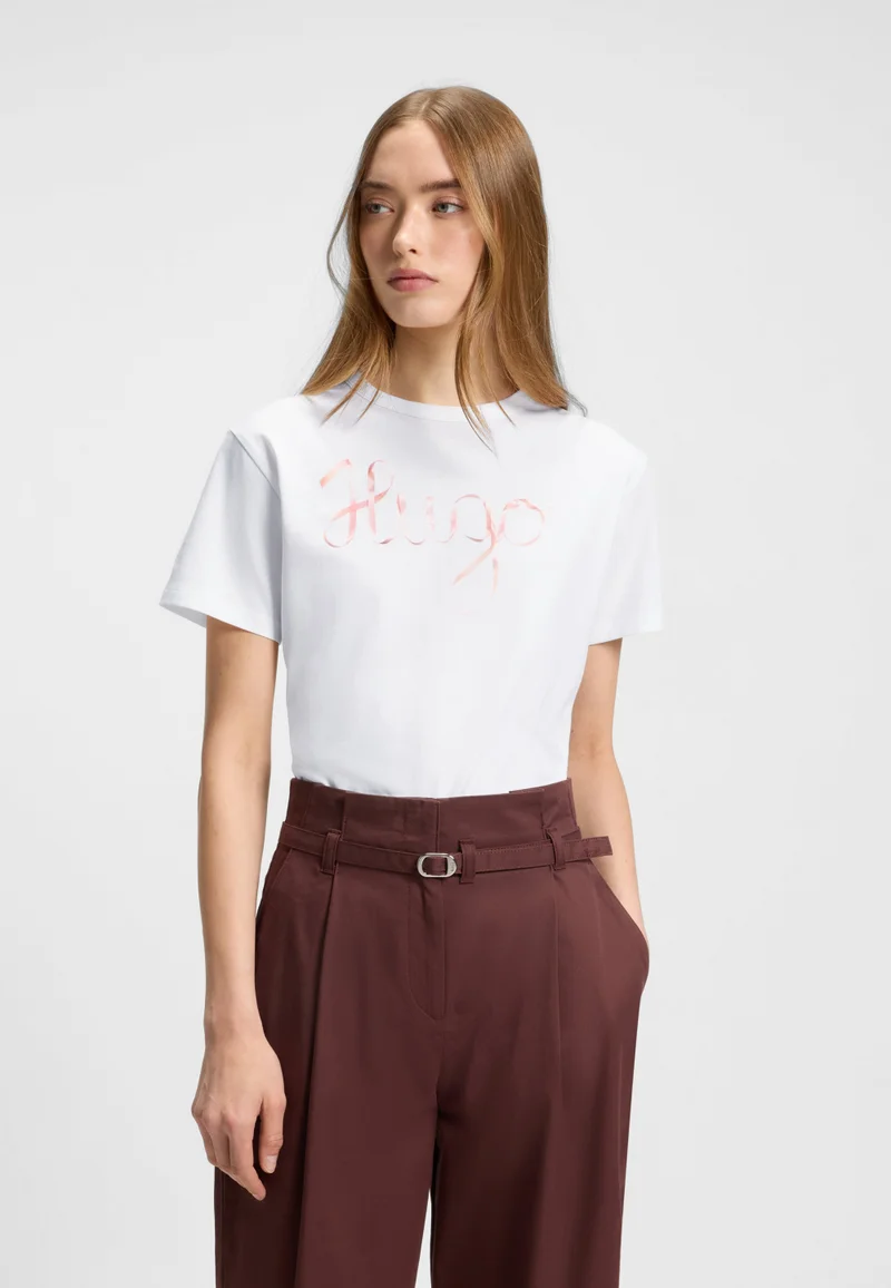 هوجو تيشيرت قطن جيرسيه برسومات شعار