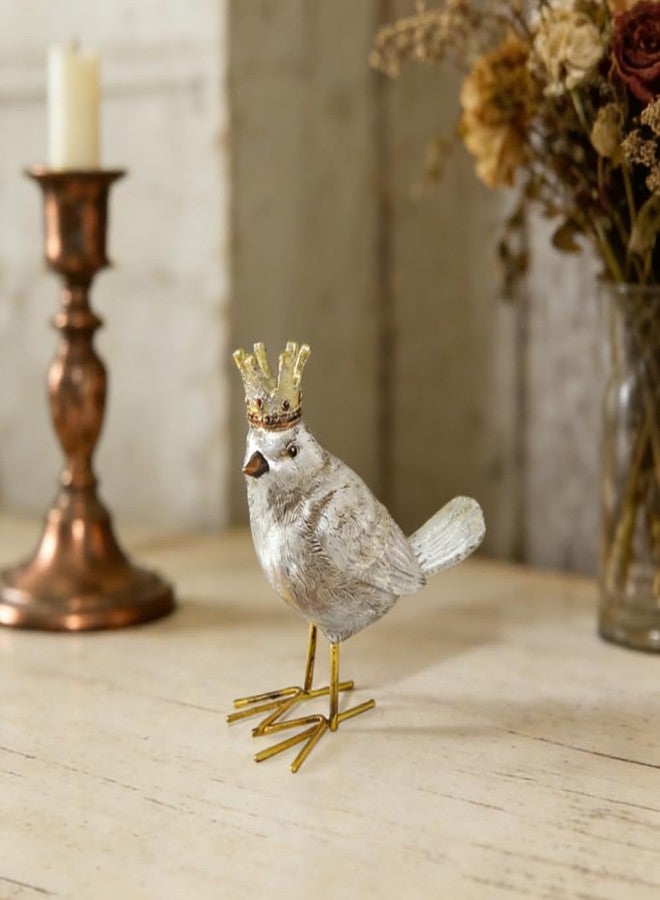 Gishima Bird Figurine Birds Decoration Resin Bird Figurine Home Decor Vintage & Modern Royal Crowned Bird Decor Statue Bird Ornaments & Gifts, Gold Sliver - Image 2