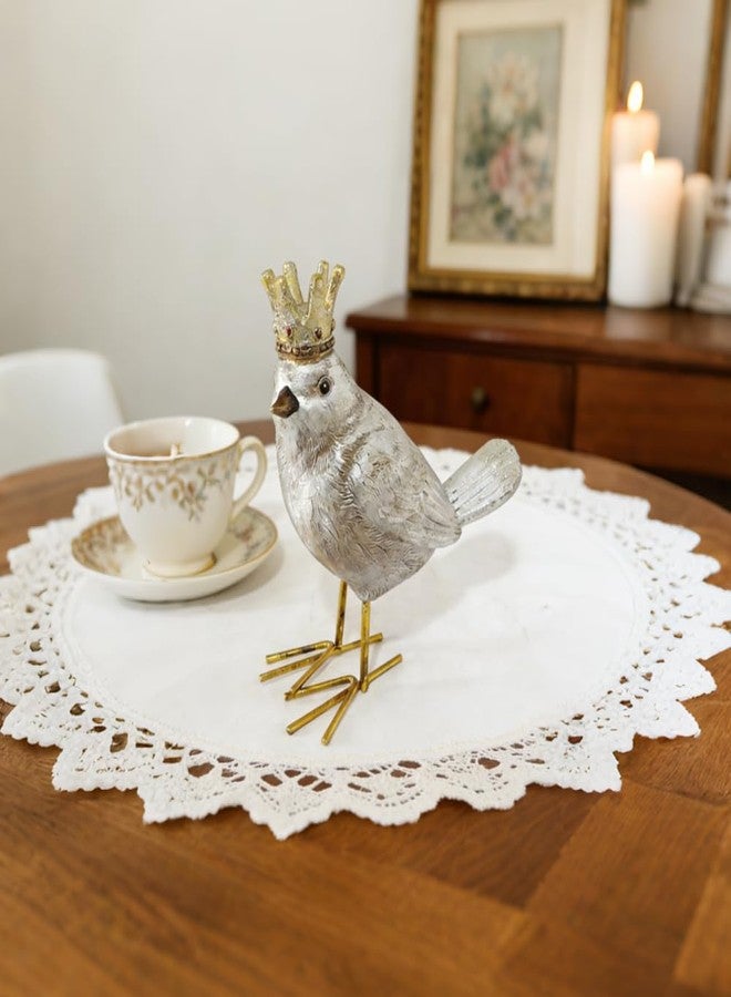 Gishima Bird Figurine Birds Decoration Resin Bird Figurine Home Decor Vintage & Modern Royal Crowned Bird Decor Statue Bird Ornaments & Gifts, Gold Sliver - Image 5