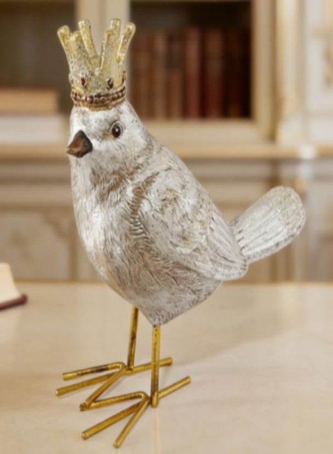 Gishima Bird Figurine Birds Decoration Resin Bird Figurine Home Decor Vintage & Modern Royal Crowned Bird Decor Statue Bird Ornaments & Gifts, Gold Sliver - Image 1