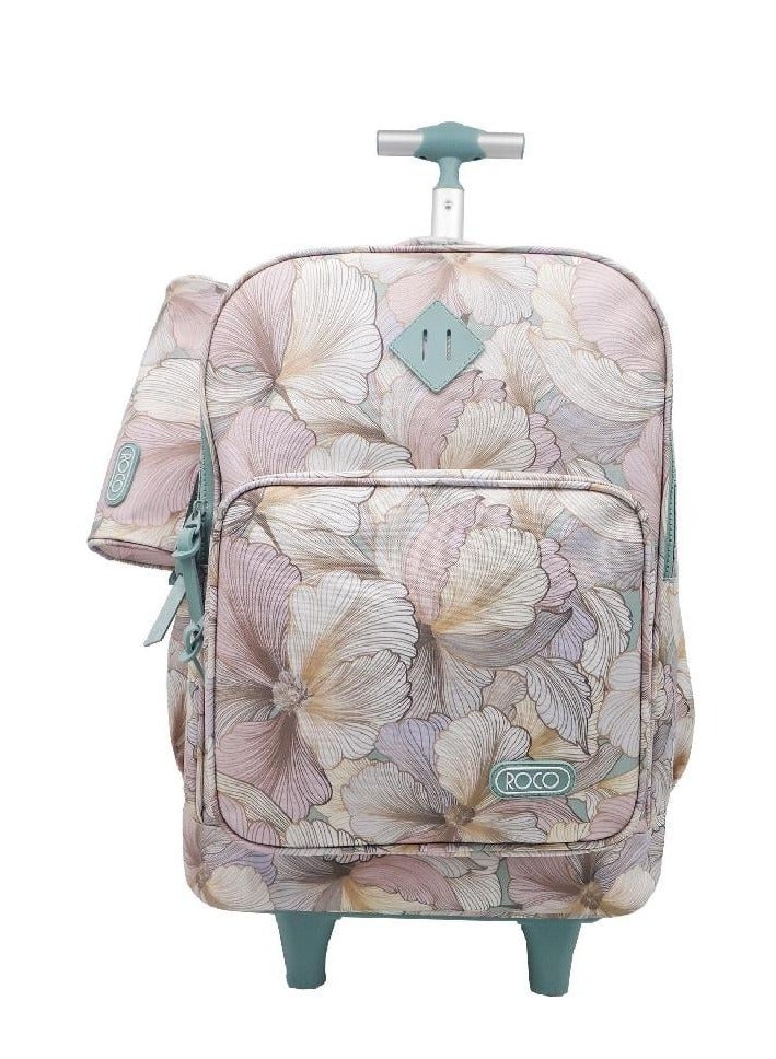 روكو حقيبة زهور بعجلات مع ملحقات لجهاز مقاس 15.6 بوصة، وردي/بني