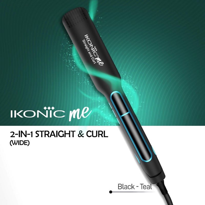 IKONIC أداة تصفيف الشعر 2 في 1 من إيكونيك (عريض - أسود وزمردي) - Image 2