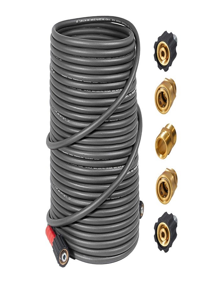 YAMATIC Super Flexible Pressure Washer Hose, 100FT X 1/4" 3200 PSI Kink Free Power Washer Extension Hose, M22-14mm x 3/8" Quick Connect Kit, Replacement for Ryobi, Craftsman, Troy Bilt, Honda - Image 1