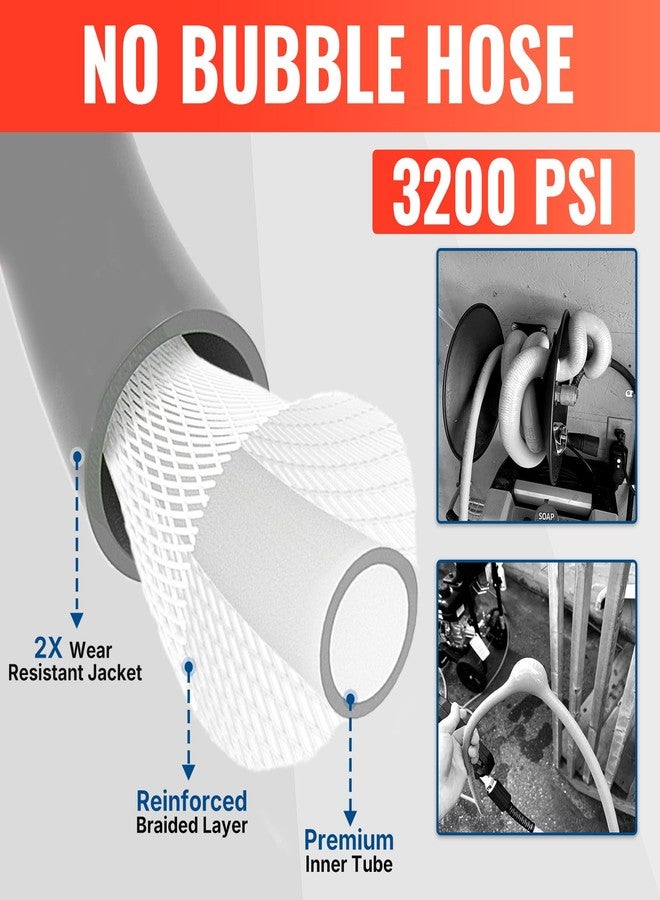 YAMATIC Super Flexible Pressure Washer Hose, 100FT X 1/4" 3200 PSI Kink Free Power Washer Extension Hose, M22-14mm x 3/8" Quick Connect Kit, Replacement for Ryobi, Craftsman, Troy Bilt, Honda - Image 4