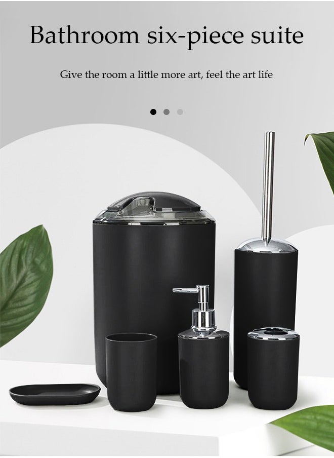 DUNISO 6 Pieces Of Bathroom Accessories Set, Household Toiletries Set, Bathroom Storage Set,Sturdy And Durable,With Lotion Bottle, Toothbrush Cup, Mouthwash Cup, Soap Tray, Toilet Brush, Garbage Can,Suitable For Family And Travel Use  - Image 3