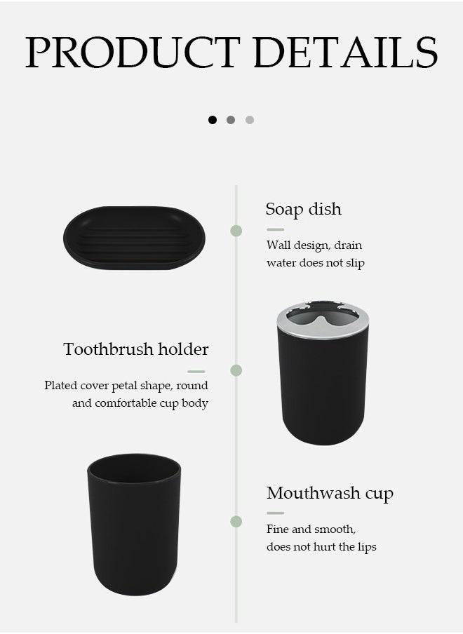 DUNISO 6 Pieces Of Bathroom Accessories Set, Household Toiletries Set, Bathroom Storage Set,Sturdy And Durable,With Lotion Bottle, Toothbrush Cup, Mouthwash Cup, Soap Tray, Toilet Brush, Garbage Can,Suitable For Family And Travel Use  - Image 4