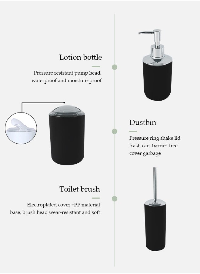 DUNISO 6 Pieces Of Bathroom Accessories Set, Household Toiletries Set, Bathroom Storage Set,Sturdy And Durable,With Lotion Bottle, Toothbrush Cup, Mouthwash Cup, Soap Tray, Toilet Brush, Garbage Can,Suitable For Family And Travel Use  - Image 5