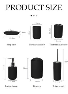 DUNISO 6 Pieces Of Bathroom Accessories Set, Household Toiletries Set, Bathroom Storage Set,Sturdy And Durable,With Lotion Bottle, Toothbrush Cup, Mouthwash Cup, Soap Tray, Toilet Brush, Garbage Can,Suitable For Family And Travel Use  - Image 2