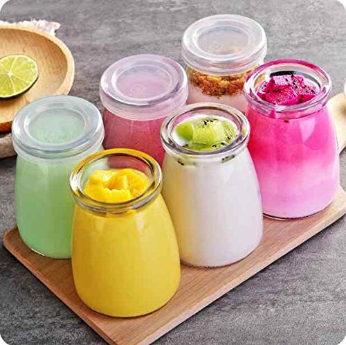 Vency Yogurt Glass Jar with Lid - Glass Jars for Yogurt Maker and Milk, Parfait, Spices and More (150ml) (Set of 5) - Image 1