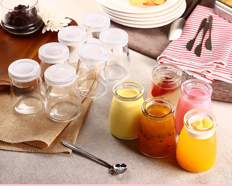 Vency Yogurt Glass Jar with Lid - Glass Jars for Yogurt Maker and Milk, Parfait, Spices and More (150ml) (Set of 5) - Image 2