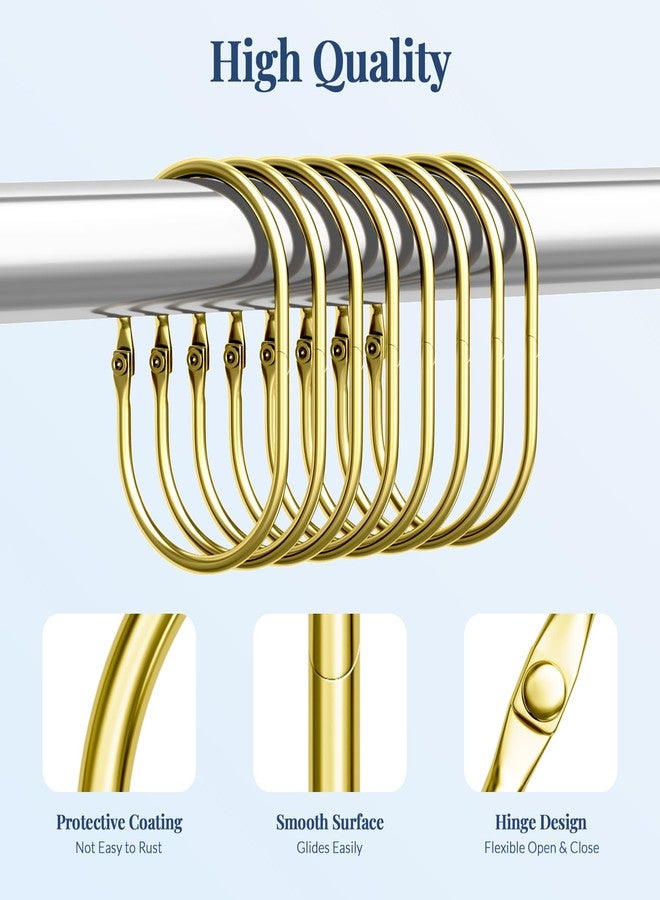 Bathway Shower Curtain Rings Gold Shower Curtain Hooks Anti-Drop Shower Rings for Curtain, Metal Shower Curtain Rings Rust Proof, Shower Hooks for Shower Curtain Rod, 12 Pcs Gold Curtain Rings - Image 2