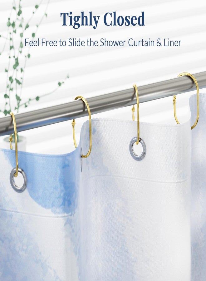Bathway Shower Curtain Rings Gold Shower Curtain Hooks Anti-Drop Shower Rings for Curtain, Metal Shower Curtain Rings Rust Proof, Shower Hooks for Shower Curtain Rod, 12 Pcs Gold Curtain Rings - Image 3