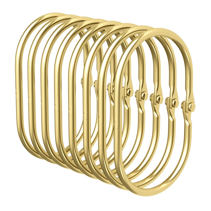 Bathway Shower Curtain Rings Gold Shower Curtain Hooks Anti-Drop Shower Rings for Curtain, Metal Shower Curtain Rings Rust Proof, Shower Hooks for Shower Curtain Rod, 12 Pcs Gold Curtain Rings - Image 1