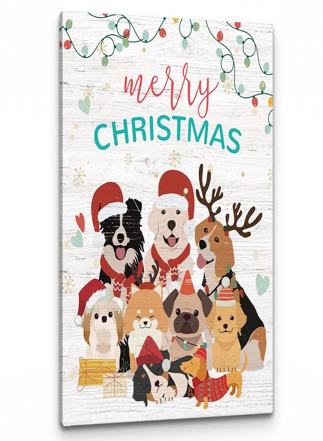 PHAMTE Christmas Wall Art, Dog Christmas Gifts, 11''x14'' Framed Canvas Print, Multi-purpose Room Decor - Image 1