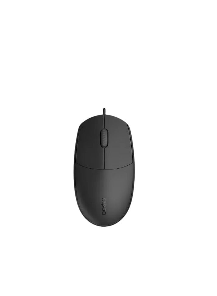 Rapoo N100C Wired Optical Mouse BLACK - Image 1