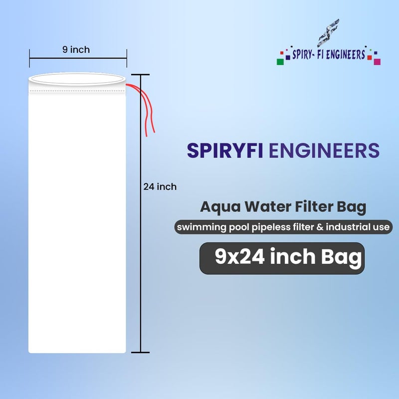 SPIRY FI ENGINEERS SPIRY FI ENGINEERS 9 x 24 Aqua 5 Micron Swimming Pool Filter Bag Universal Fit for All Pipeless Filters  - Image 3