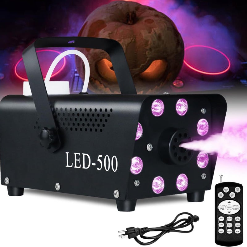 آلة الدخان بالصمامات الضوئية (LED): قوة 500 واط - جهد 90-130 فولت - سوكية بريطانية - تحكم عن بعد - متعددة الوظائف في جهاز واحد لمناسبات الهالوين، الكريسماس، الحفلات والتجمعات - Image 4