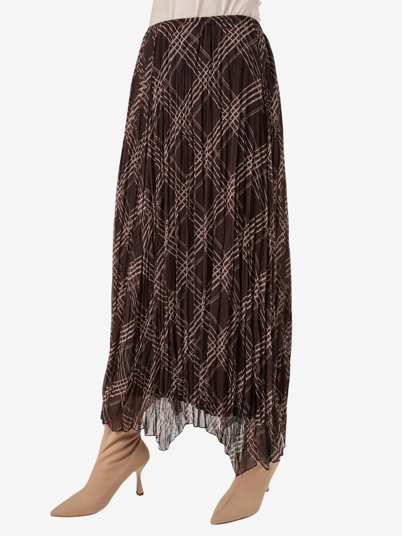 Big Dart Mocha Brown BDART Asymmetrical Patterned Maxi Skirt for Women | Best Price UAE