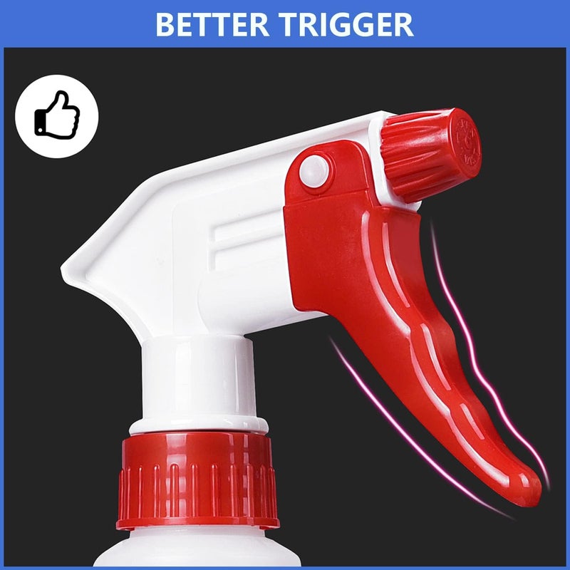 Uineko Bealee Replacement Trigger Sprayer Nozzle (6 Pack) for 16oz / 24oz / 32oz Bottles, Heavy Duty Chemical Resistant Mister Spray Head Part w/ 10.2 Inch Tube Fits 28-410 Plastic Spraying Bottle - Image 5