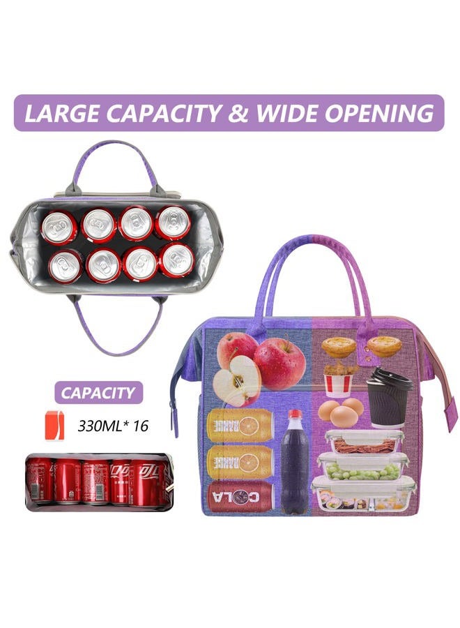 IDEATECH Insulated Lunch Bag Women, Stylish Adult Lunch Box for Working Mom, Leakproof Large Cooler Tote with Adjustable Strap & Pockets for Office Picnic Travel (Purple) - Image 3
