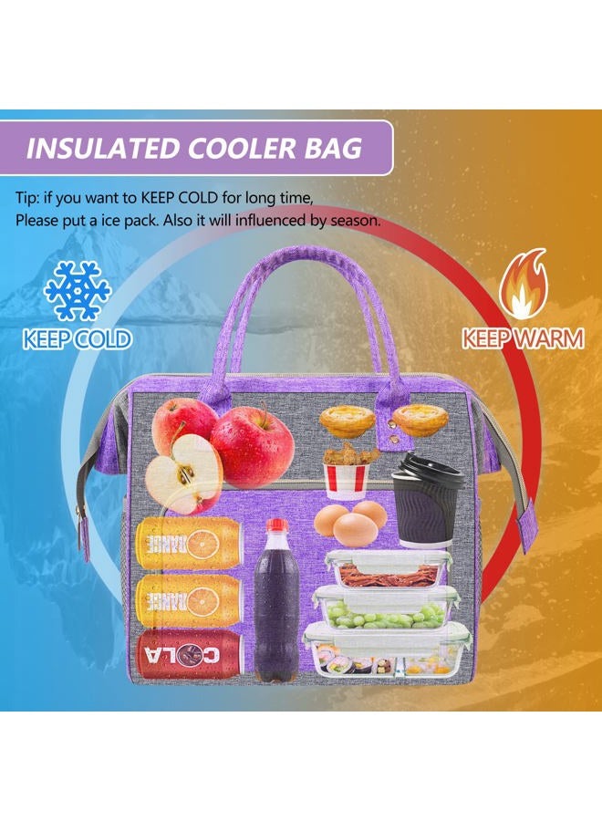 IDEATECH Insulated Lunch Bag Women, Stylish Adult Lunch Box for Working Mom, Leakproof Large Cooler Tote with Adjustable Strap & Pockets for Office Picnic Travel (Purple) - Image 4