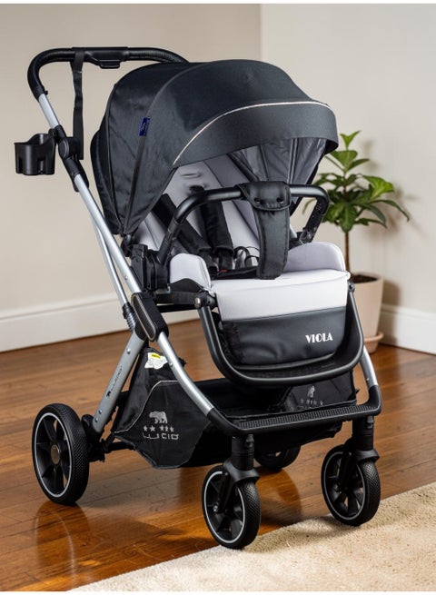 Luxury Baby Carrycot Stroller with High Density Lining from Lucid - Black Model - VIOLA