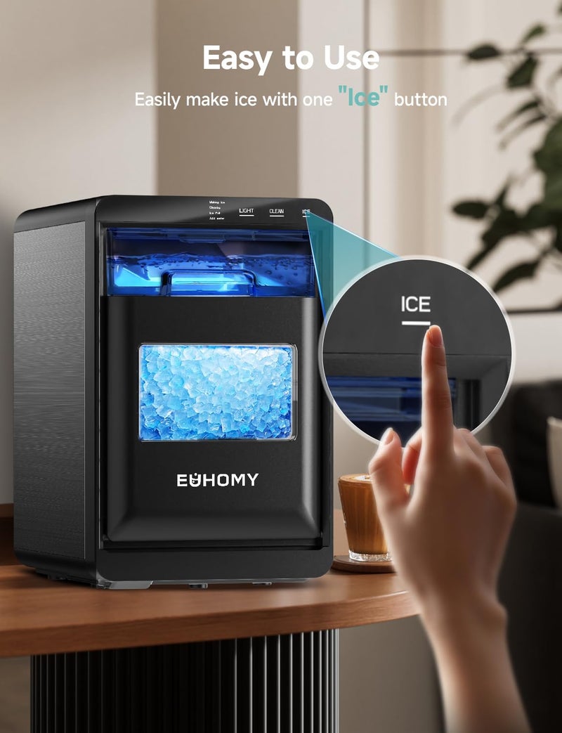 EUHOMY Nugget Ice Maker Countertop, 40Lbs/24H Pebble Ice Maker Machine, Self-Cleaning Countertop Sonic Ice Makers with Ice Scoop&Basket, Pellet Ice Maker Machine for Home/Kitchen/Office - Image 4