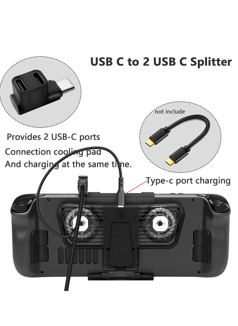 إيروريكس - محول USB C، موصل شحن من النوع C إلى 2 USB 3.1 USB C PD100W، محول USB C ذكر 90 درجة إلى محول أنثى USB-C مزدوج للهواتف الذكية والكمبيوتر المحمول والكمبيوتر اللوحي Steam Deck - Image 1
