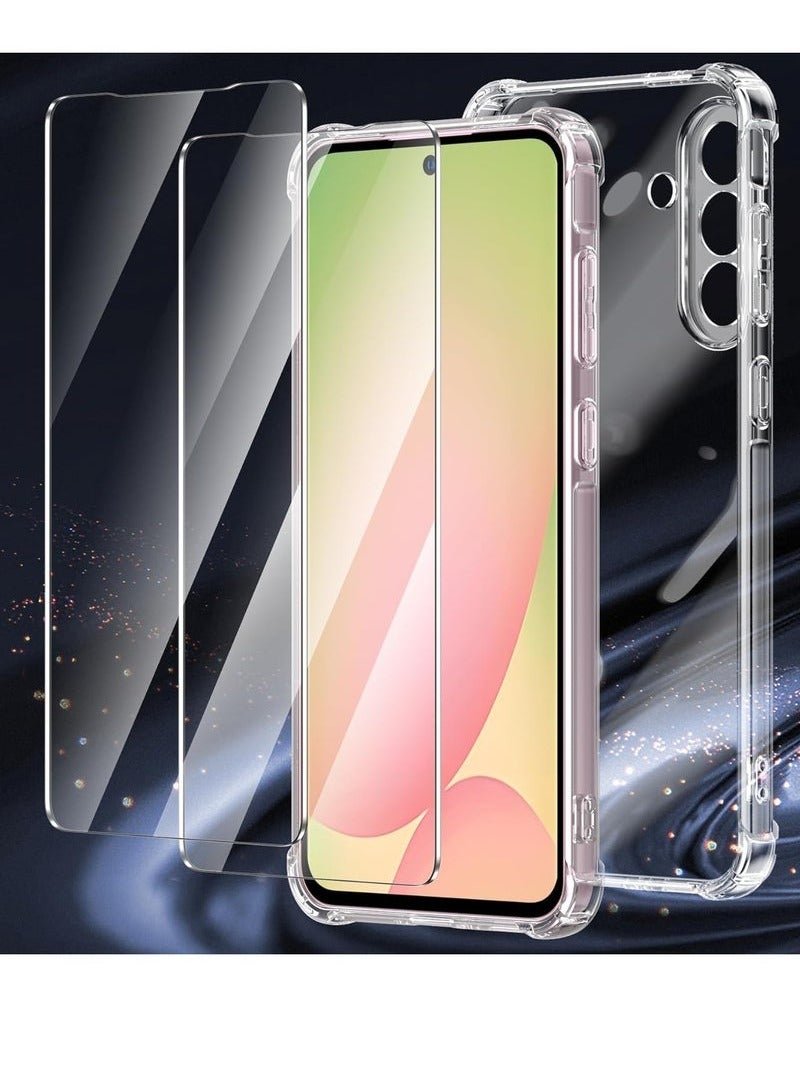 TIGER Samsung A56 Shockproof Clear Case with 2-Pack Tempered Glass Screen Protector | Full Edge-to-Edge Coverage | Transparent Slim Fit Bumper Cover for Samsung Galaxy A56 5G (2025) | Drop Protection | Anti-Yellow & Scratch-Resistant - Image 2