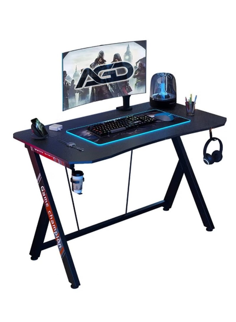 AGD Gaming Desk 120 cm, Small Gaming Desk, Gift Idea, PC Computer Desk, Home Office Desk Workstation with Carbon Fiber Surface, Gaming Table with Headphone Hook and Cup Holder  - Image 3