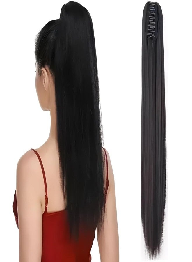 AHS 26 Inches Long Straight Brown Synthetic Hair Extension Clutcher Ponytail | Instant Hair Length & Volume | Easy Clip-On Hairpiece for Girls & Women | Natural Look, Soft & Reusable (Pack of 1) - Image 1