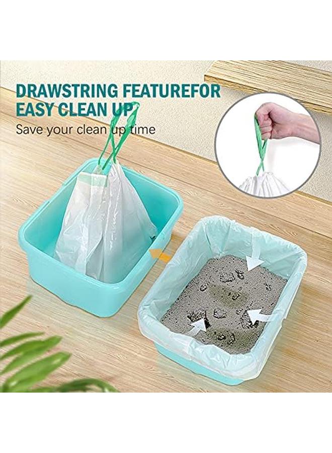 Cat Litter Box Liners Jumbo Disposable Bags With Drawstring For Cat Kitty Pet Waste Litter Box Bag 2 Rolls Extra Thick Scratch Resistant