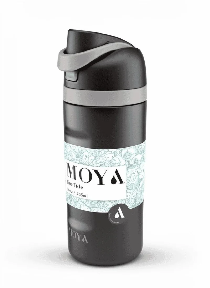 مويا Moya "True Tide"  16oz Insulated Sustainable Water Bottle Black